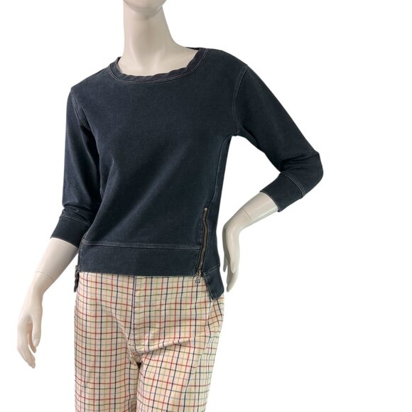 Revolve DWP Design with Purpose Pixie Navy Blue Sweatshirt Side Zips Size XS - Picture 1 of 12